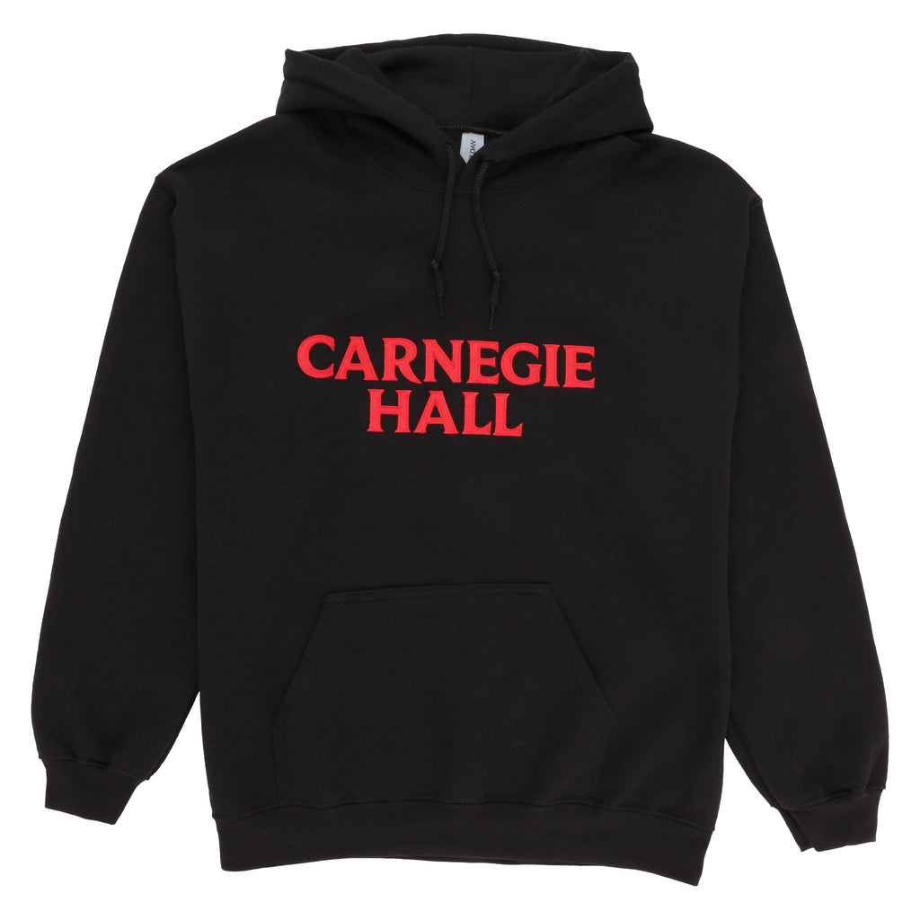 Black Hooded Pullover Sweatshirt (Red Embroidered Logo)