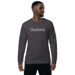 A man wearing a grey sweatshirt that says "Orpheus". 