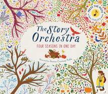 The words "The Story Orchestra Four Seasons in One Day" in the center, surrounded by trees. 