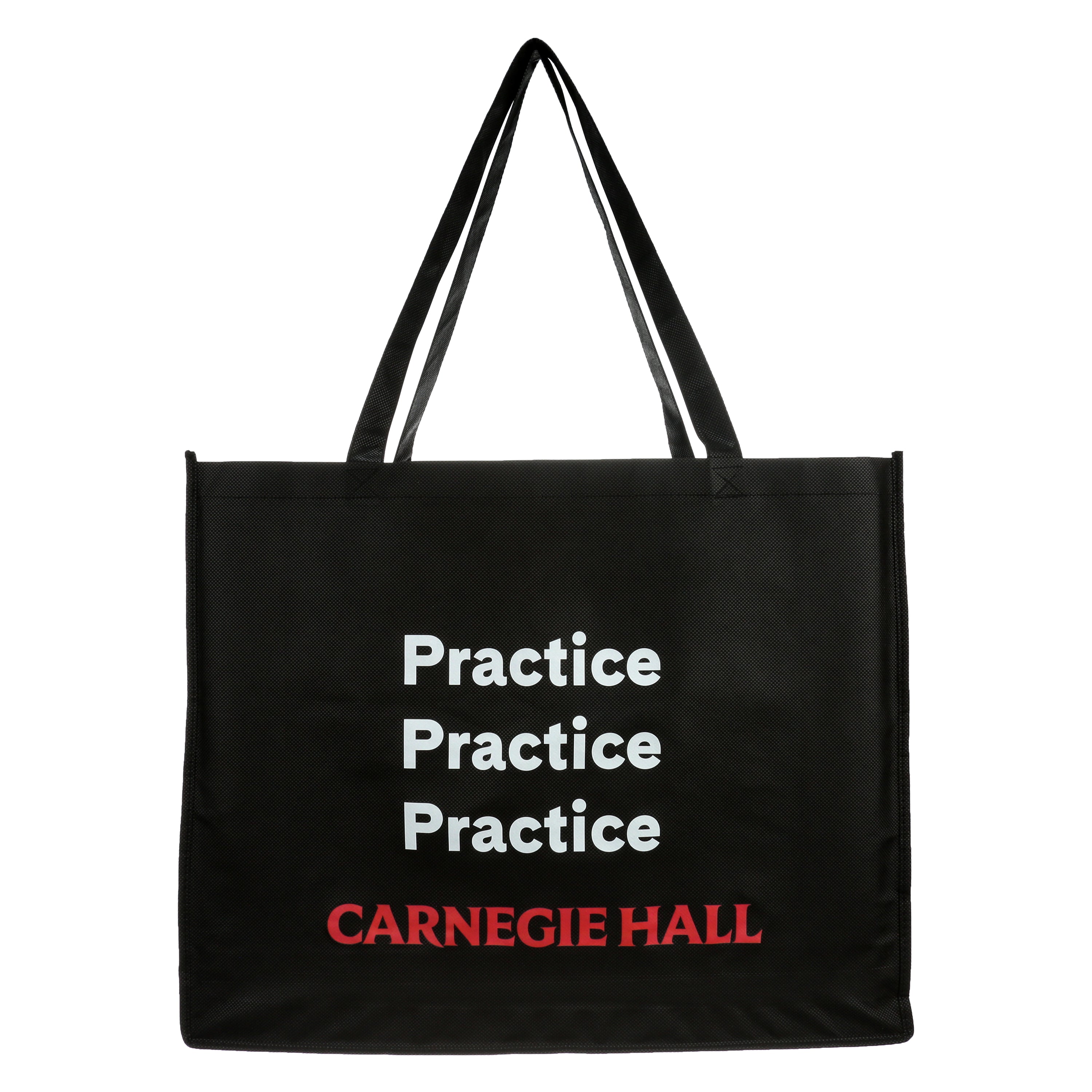 "Practice, Practice, Practice" Reusable Tote Bag (Black)