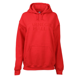Red Hooded Pullover Sweatshirt (Red Embroidered Logo)
