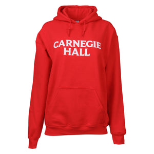 Red Hooded Pullover Sweatshirt (White Embroidered Logo)